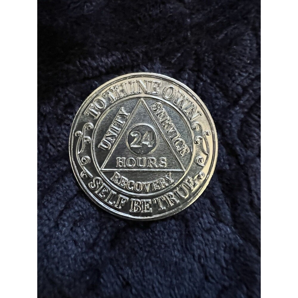 AA 24 Hour Sobriety Coin Chip (Aluminum) New (with coin protector)